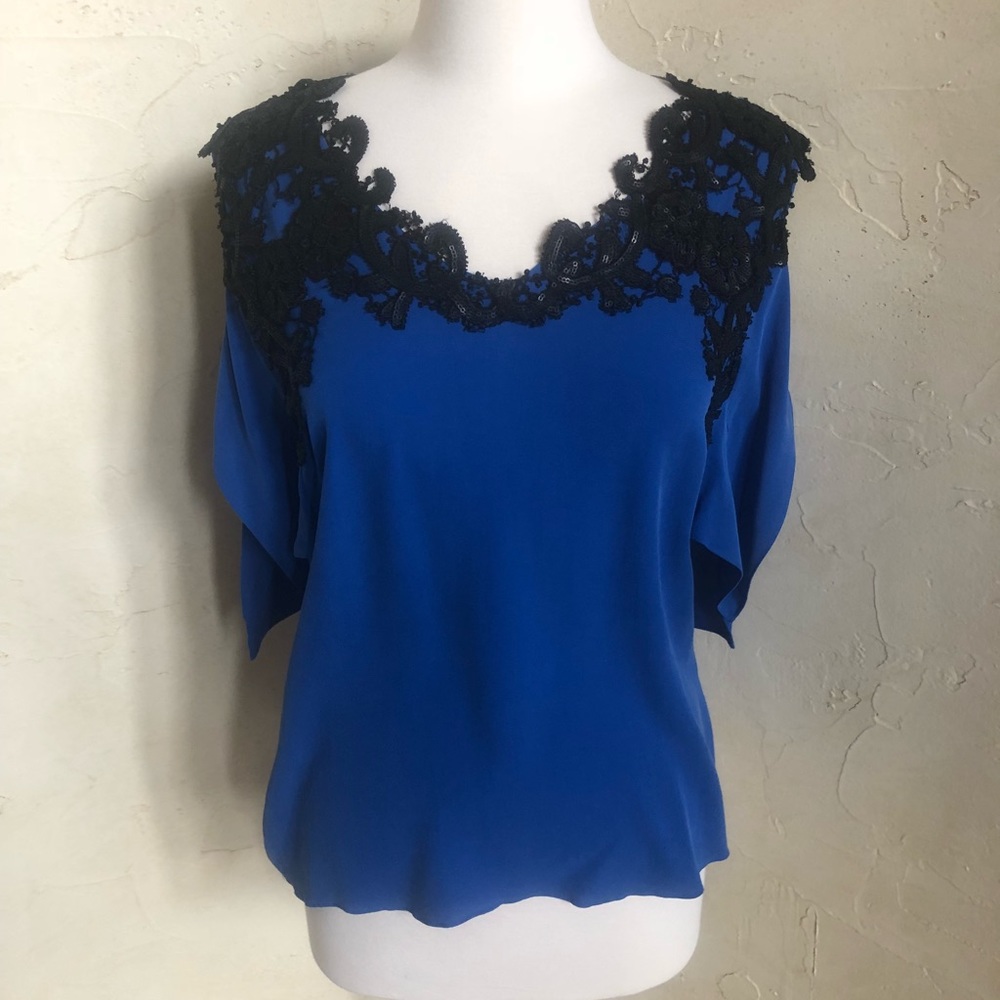 kobi halperin michaela cold shoulder lacy silk top